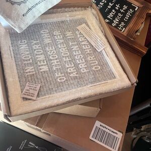 Grey and white letter board sign